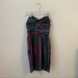 Shoshanna strapless multi color printed dress